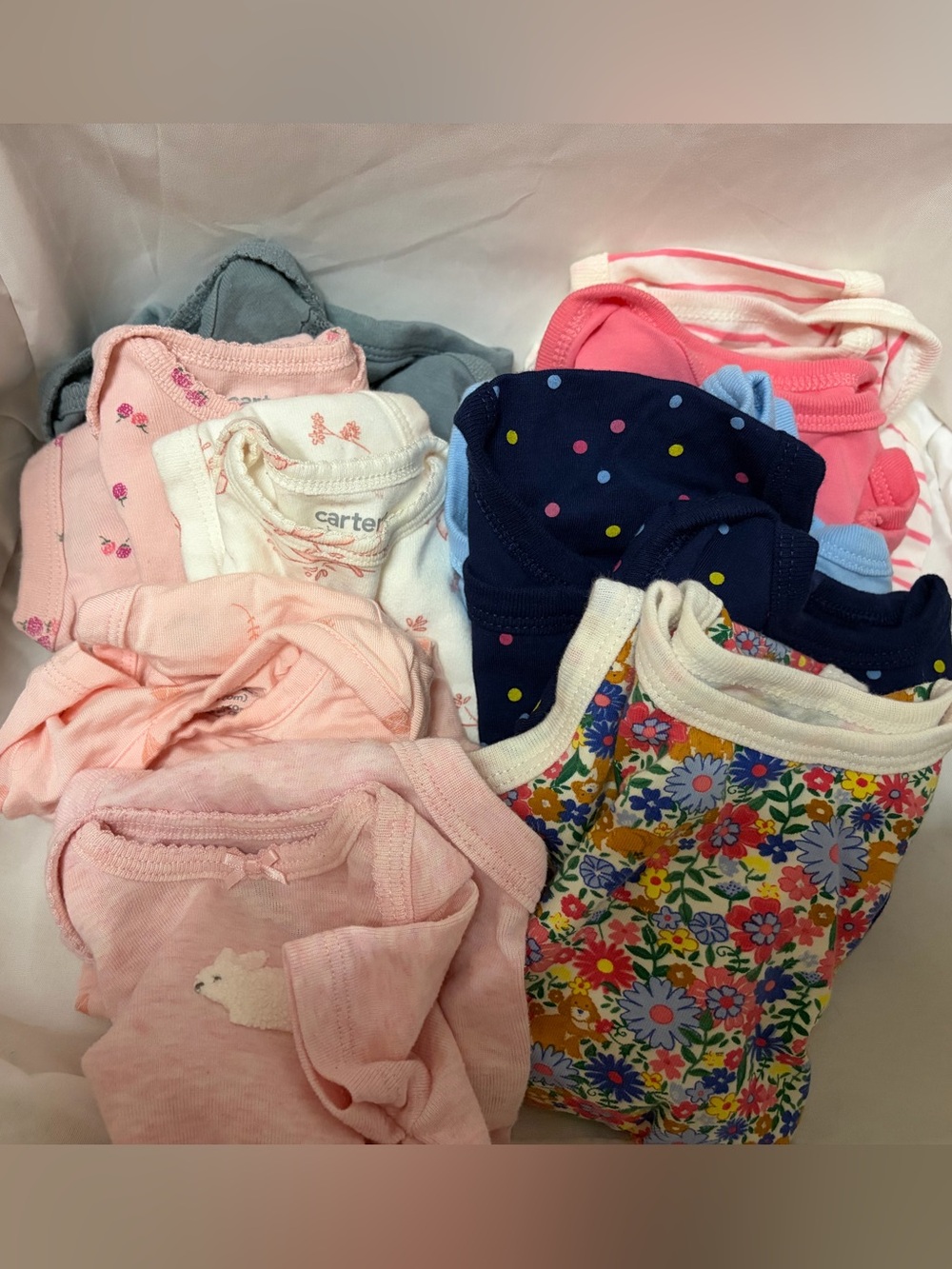 10 Pack Newborn baby girl variety pack body suits in pink, blue, white and more!